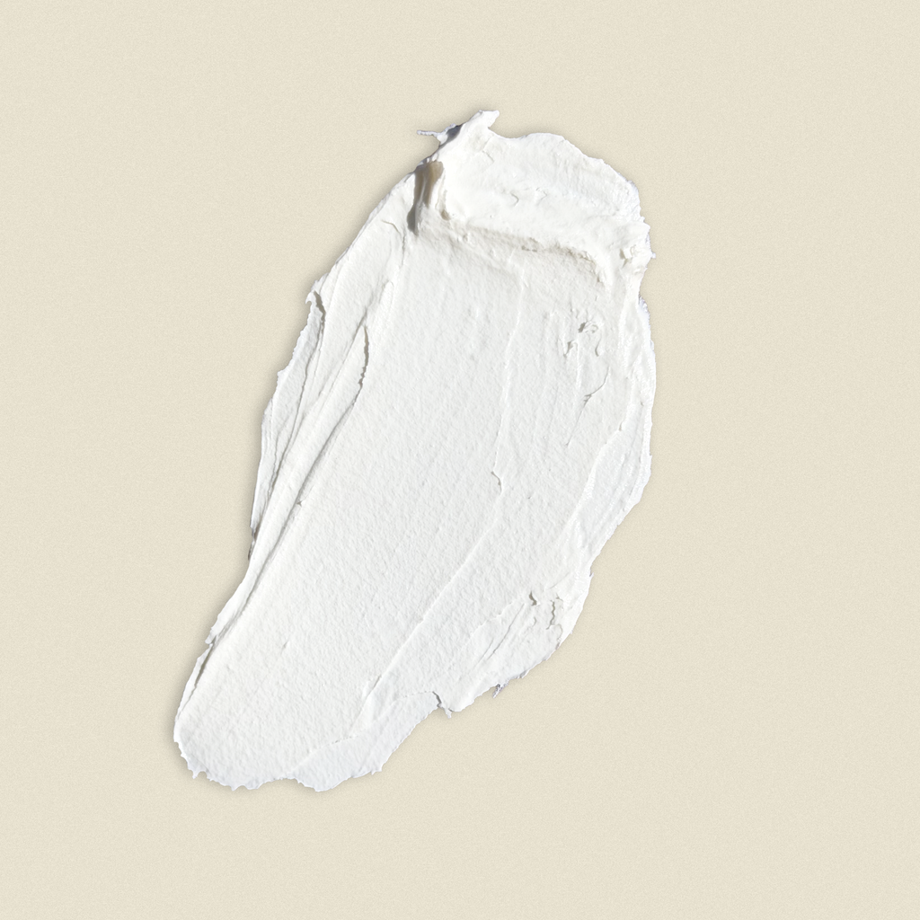 Sun Balm cream texture swatch — white mineral sunscreen made with grass-fed beef tallow